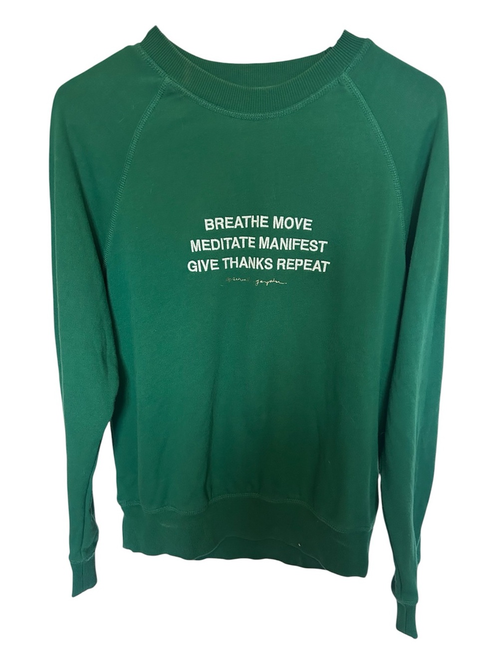 Spiritual Gangster Green Crewneck Sweatshirt with Motivational Text